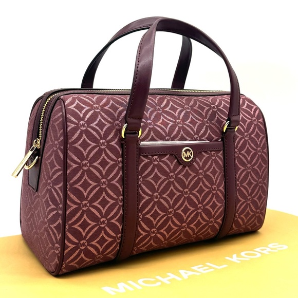 Michael Kors Medium Travel Duffle Satchel Bag Ox Blood Multi - Picture 3 of 11